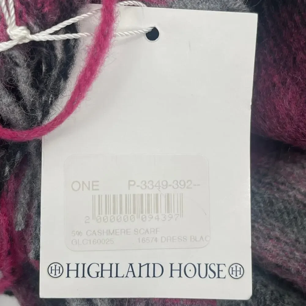 HIGHLAND HOUSE Scarf 5% Cashmere 95% Lambswool Plaid NWT Touch of Cashmere